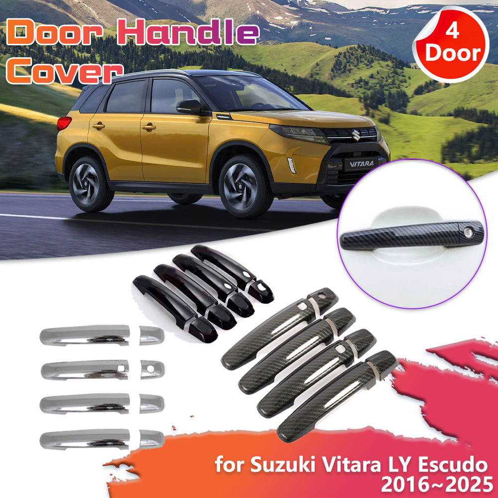 Car Door Handle Cover for Suzuki Vitara LY Escudo 2016~2025 2017 Carbon Fiber Bl