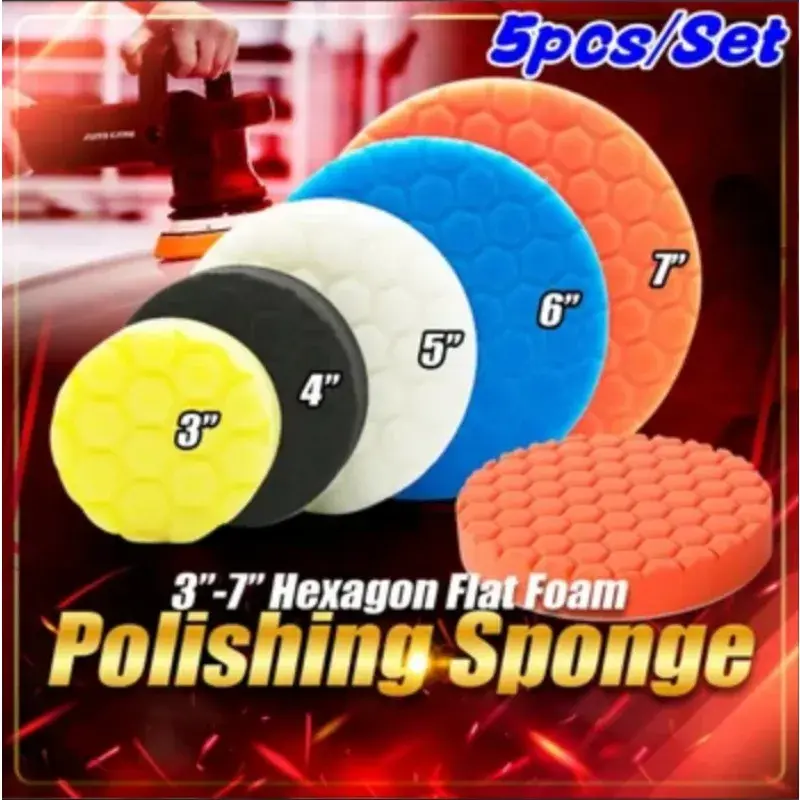 Thumbnail: 5 Pack 3/4/5/6/7 Inch Compound Buffing Polishing Pads Cutting Sponge Pads Kit fo