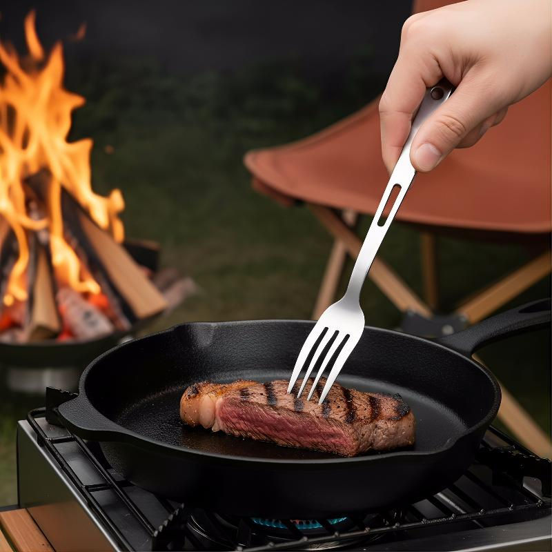 Travel Camping Cutlery Set - Stainless Steel Tableware with Carabiner Clip for O