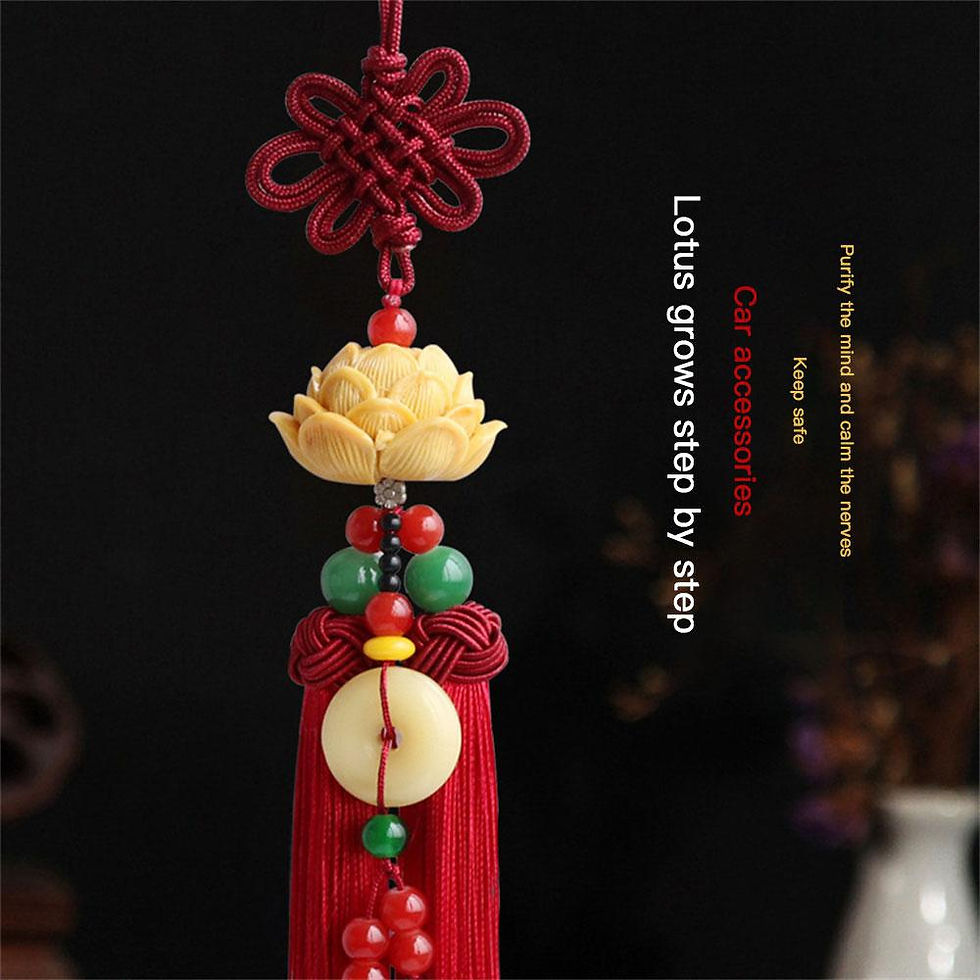 Thumbnail: Golden White Lotus Pendant Exquisite Portable Hanging Rope Design Lotus Bless Pe
