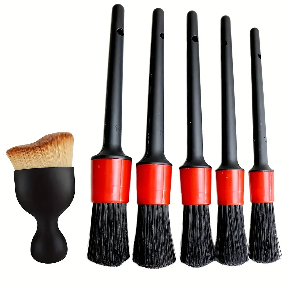 Thumbnail: 6Pcs Car Wash Care Detailing Brush Set for Cleaning Wheels Dashboards Vents and