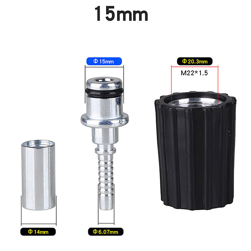 Thumbnail: High Pressure Washer Hose Insert Fittings D14 D15mm Ring Nut M22 Car Washer Wate