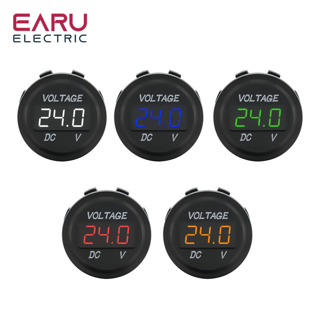earu DC 5-48V Waterproof Voltmeter LED Digital Display Voltage Meter for Car Mot
