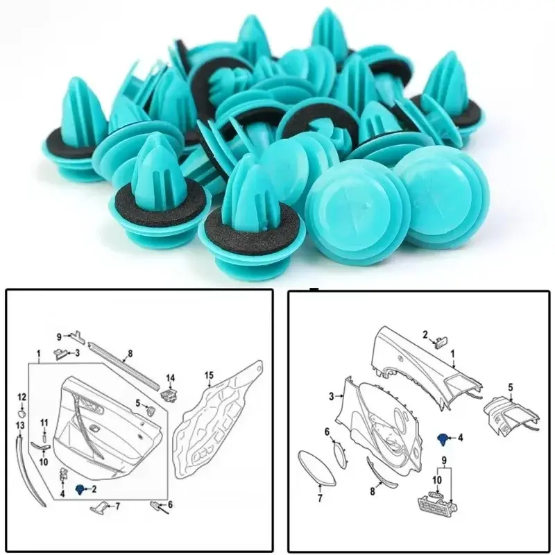 Thumbnail: 100-20PCS Auto Door Panel Clip with Seal Ring Auto Fastener Rivet Bumper Clip Re