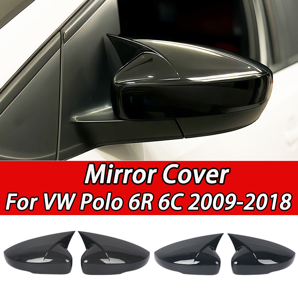 For VW Polo MK5 6R 6C 2009-2018 Side Mirror Cover Cap ABS Plastic Glossy Black/C