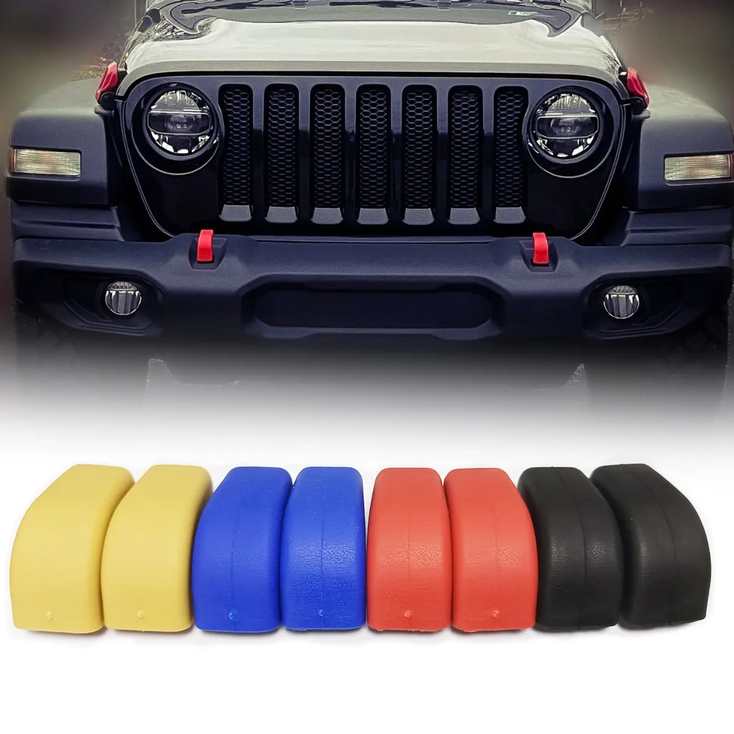 Front Bumper Tow Hook Rubber Cover for Jeep Wrangler JK JL Gladiator JT 2007-202