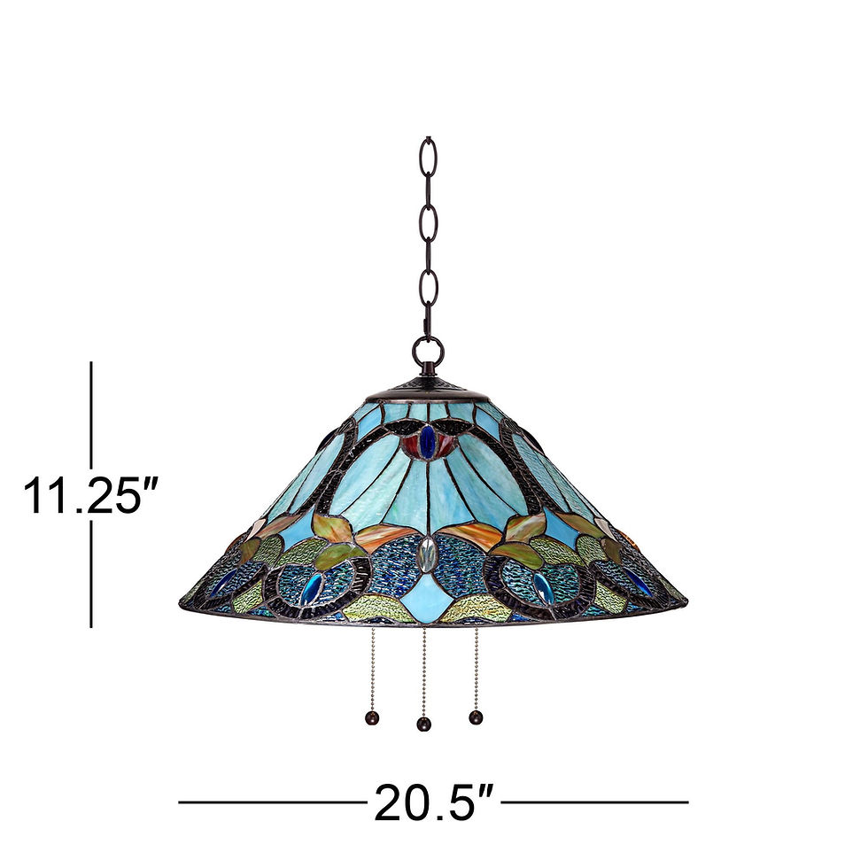 Thumbnail: Robert Louis Tiffany Harvest Bronze Plug In Swag Pendant Chandelier 20 1/2"..