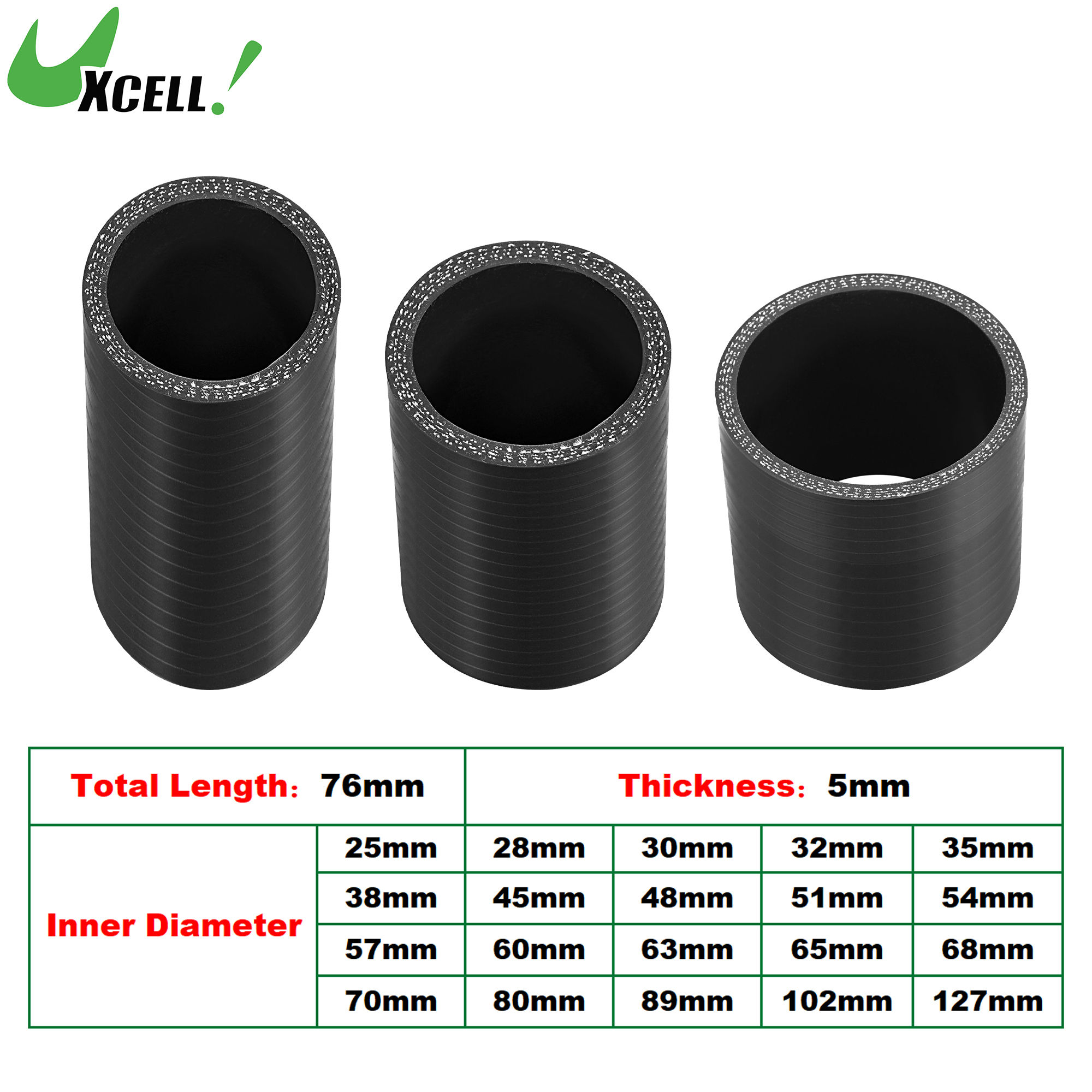 UXCELL 25/28/30/32/35/38/45/48/51/54/57/60/63/65/68/70/80/89/102/127MM Car Silic