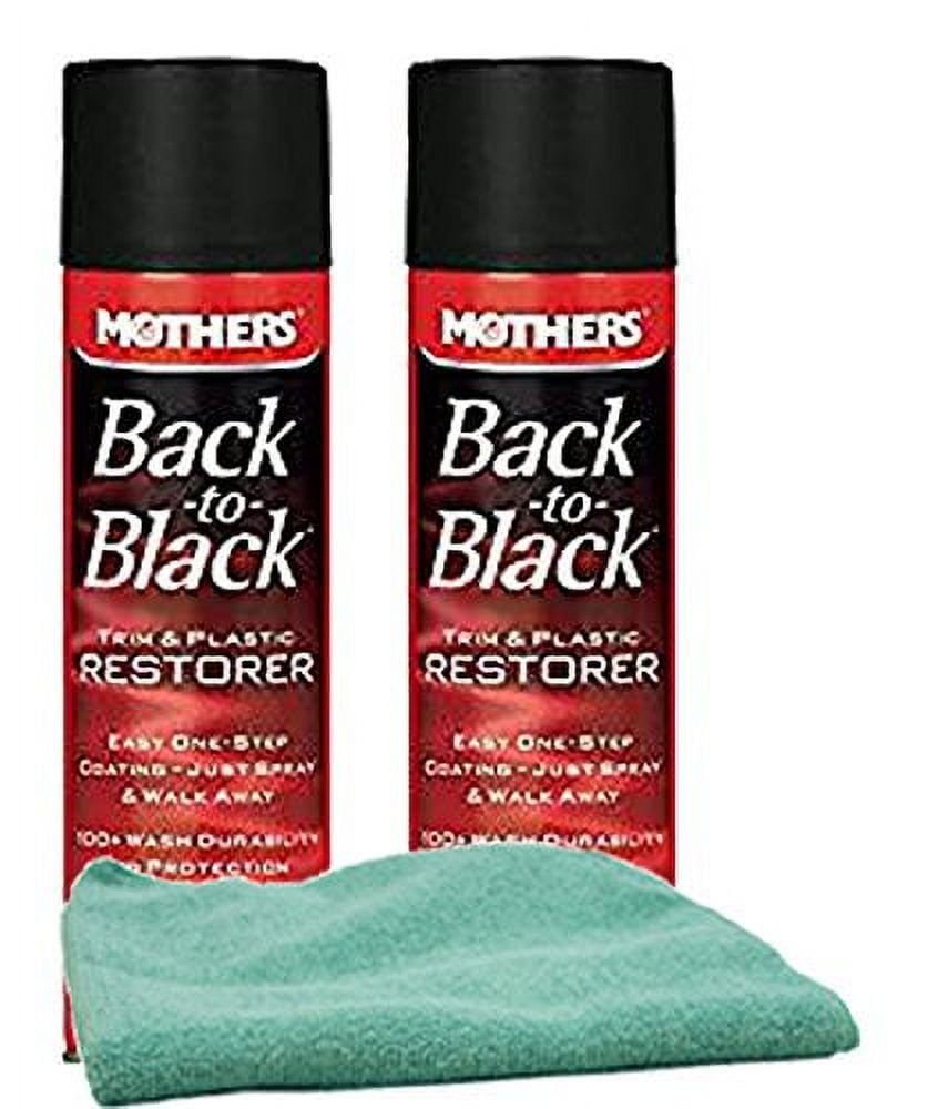 Mothers Back-to-Black Trim & Plastic Restorer (10 oz) Bundle with Microfibe..