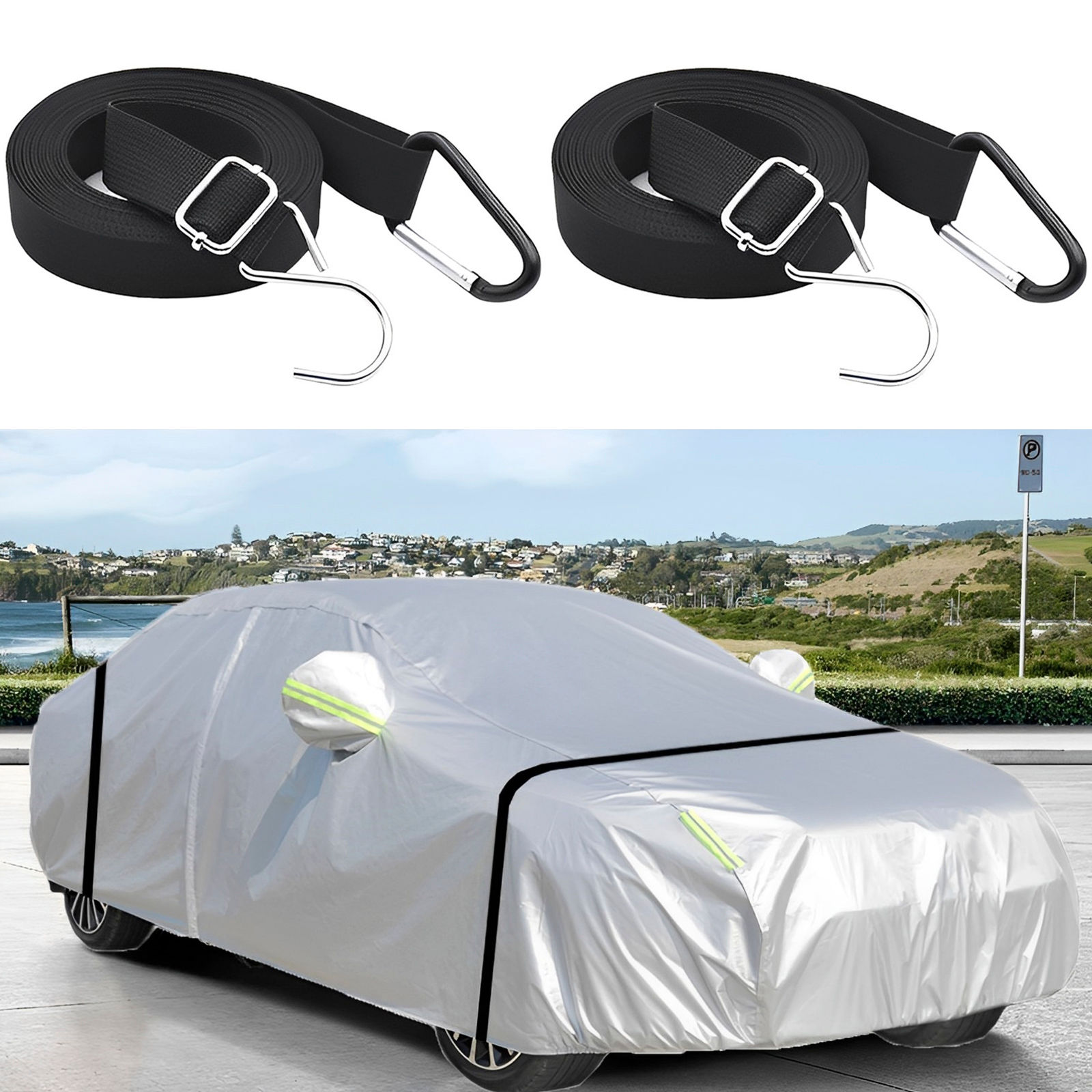 6/2pc Car Cover Windproof Belt Nylon Adjustable Car Hood Safety Protectio Belt C