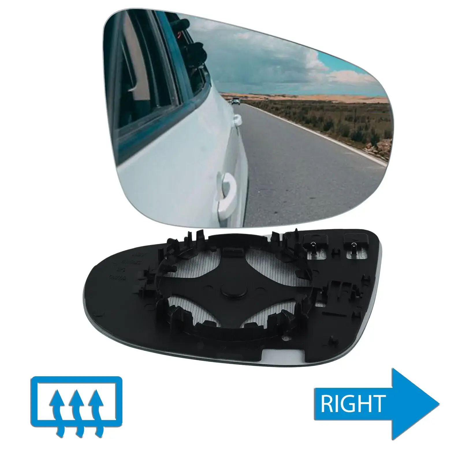 Heated Convex Wing Door Rearview Mirror Glass Right For 2009-12 VW Golf 6 MK6 5K