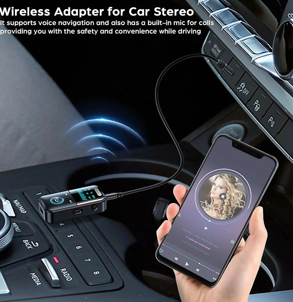 Thumbnail: Bluetooth auxiliary adapter audio receiver transmitter 3.5mm jack LED display sc
