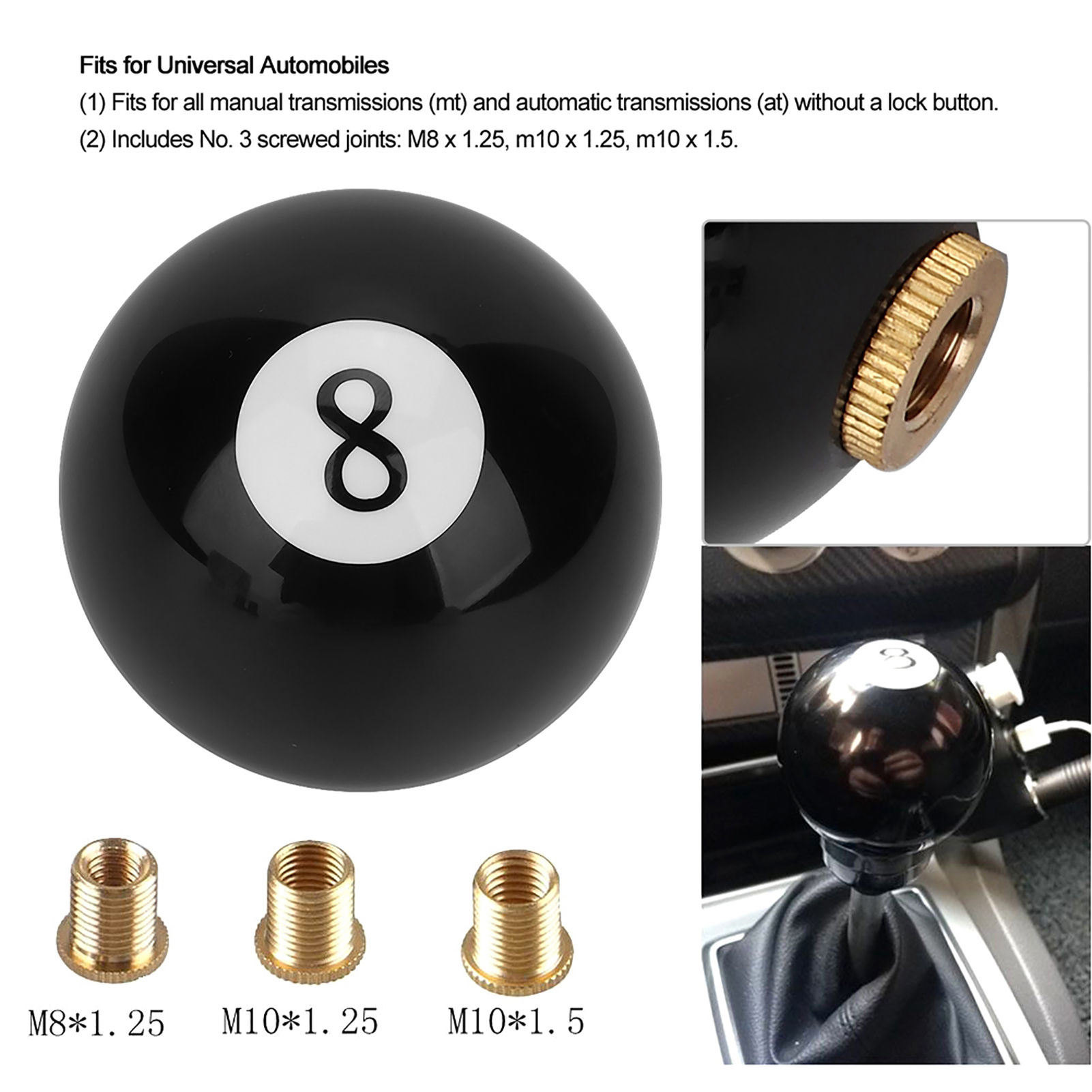 Gear Shift Knob Black 8 Gear Shift Knob Black 8 Billiard Ball Round Car Gear Shi