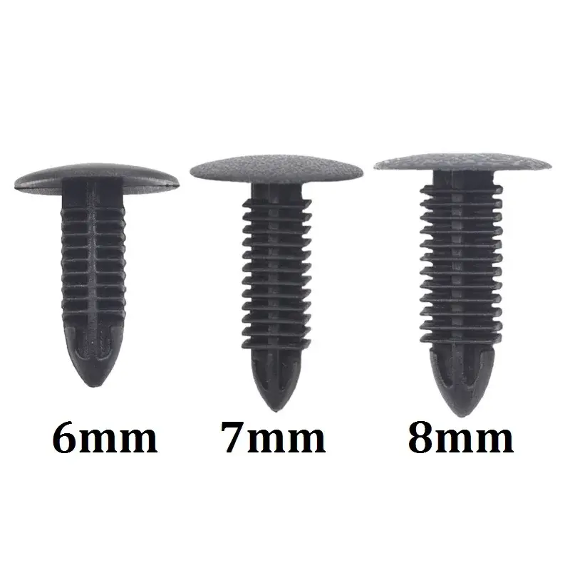 Thumbnail: 30Pcs Black Plastic Rivets Clips For 6mm 7mm 8mm Auto Fasteners Car Trunk Roof D