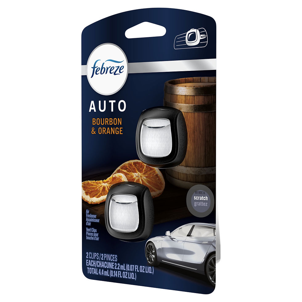 Thumbnail: Febreze Auto Car Air Freshener Air Vent Clip Bourbon & Orange Scent, 2 Pack..