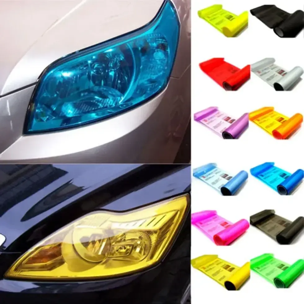 Thumbnail: Car Tint Film Lens Vinyl Wrap Car Stickers Smoke Dark Black Blue Red Transparent