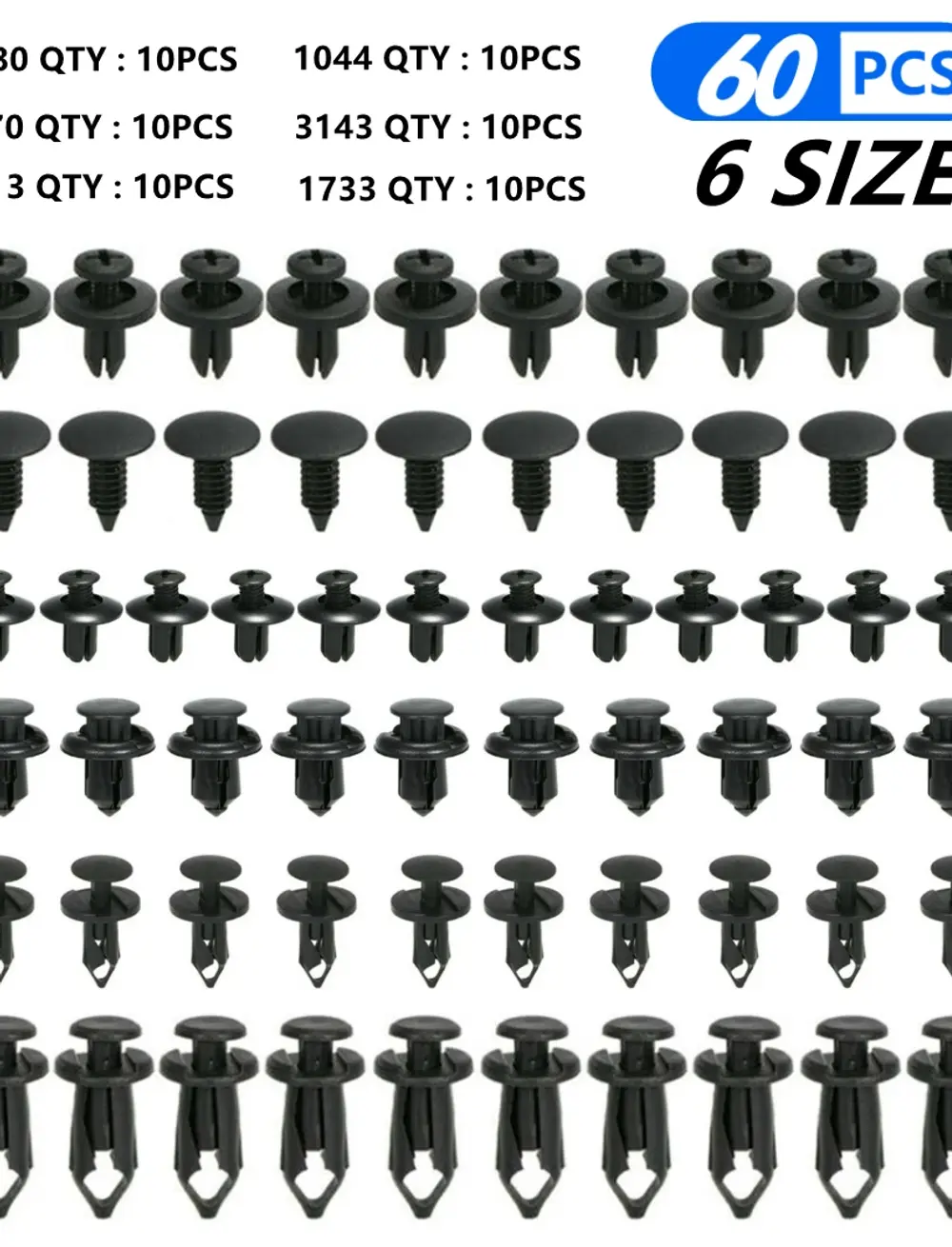 6 Size 60Pcs Auto Fastener Clips For Ford Focus 2 3 Maverick Escape kuga C-MAX c