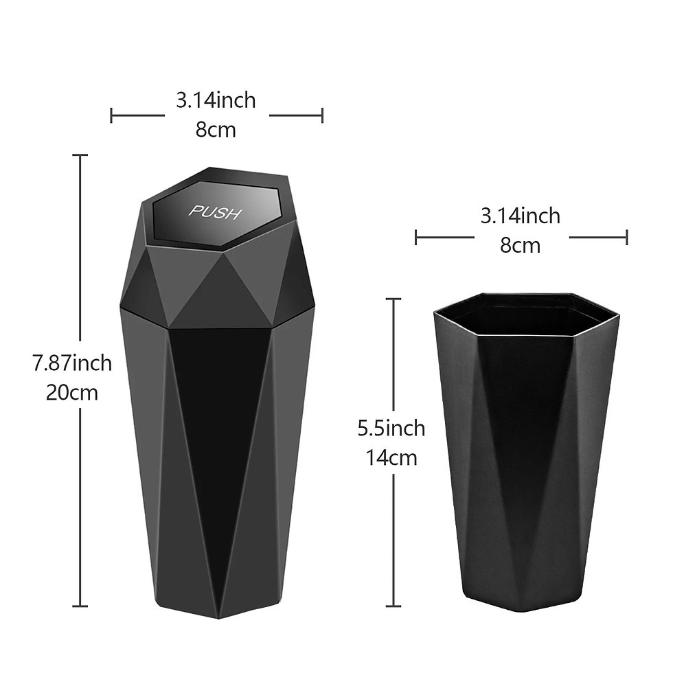 Thumbnail: Car Trash Can with Lid Car Dustbin Diamond Design, 7 Inches Leakproof Vehicle Au