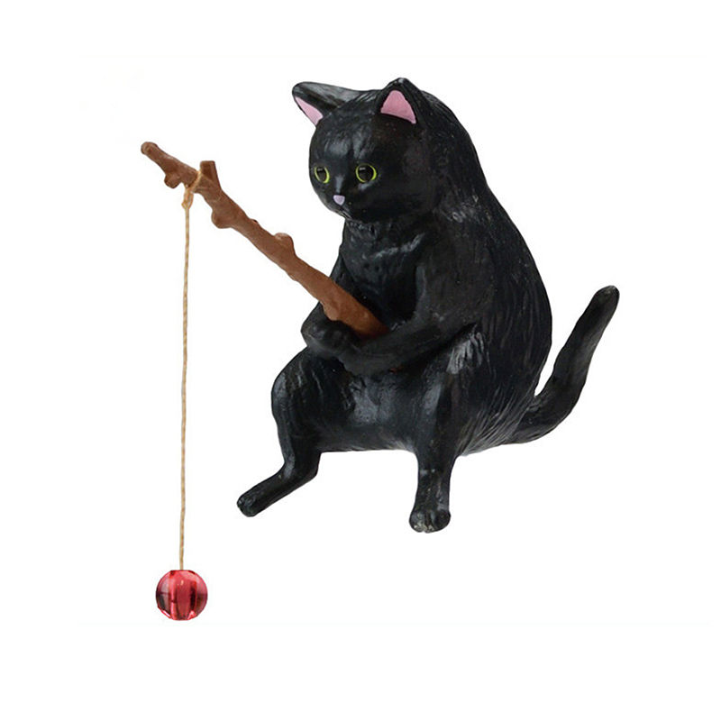 Thumbnail: Creative Fishing Cat Car Interior Decoration Crafts Cute Resin Auto Miniature Fi