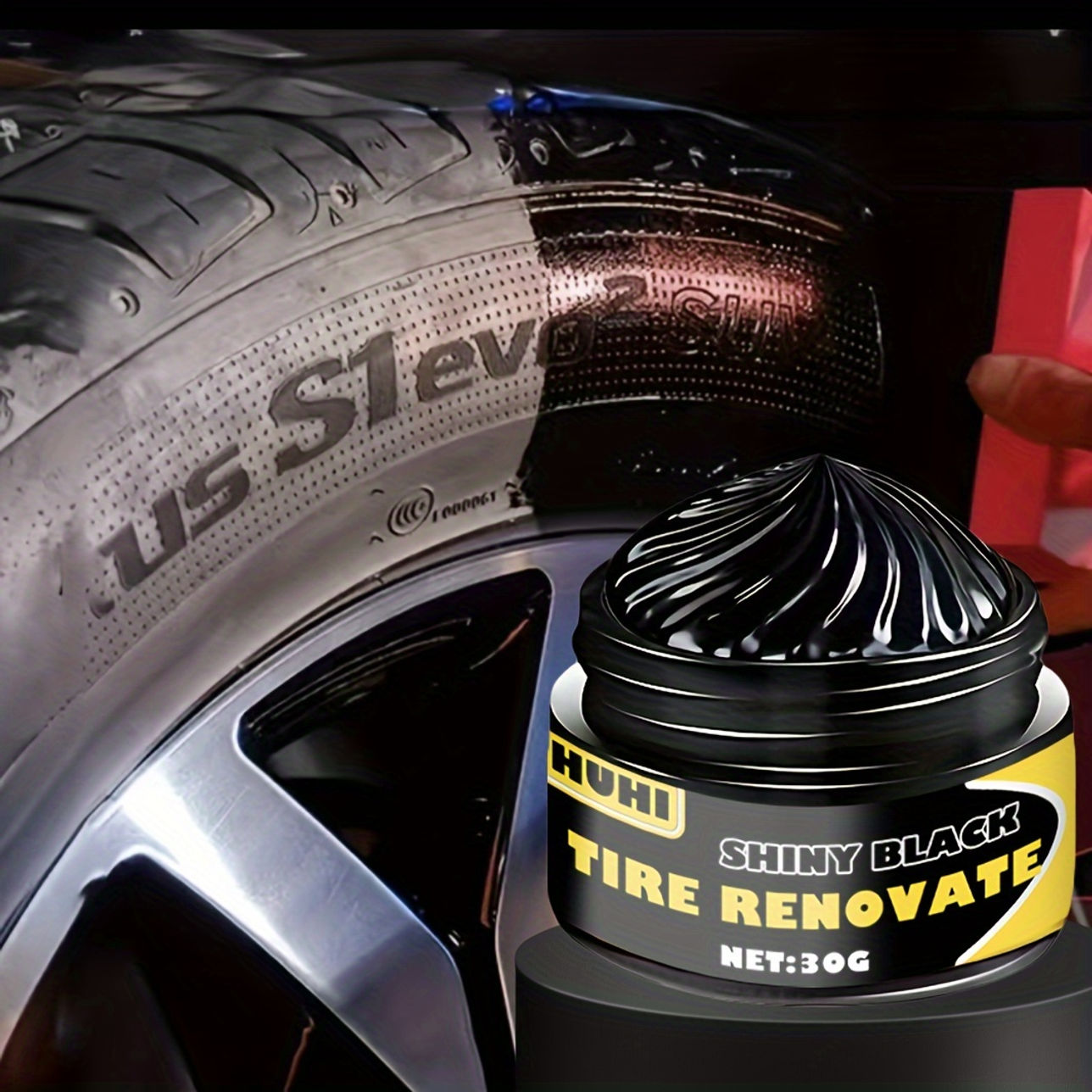 Black Shine Tire Wax - Durable, Long-Lasting Protection & Restoration for Car, B