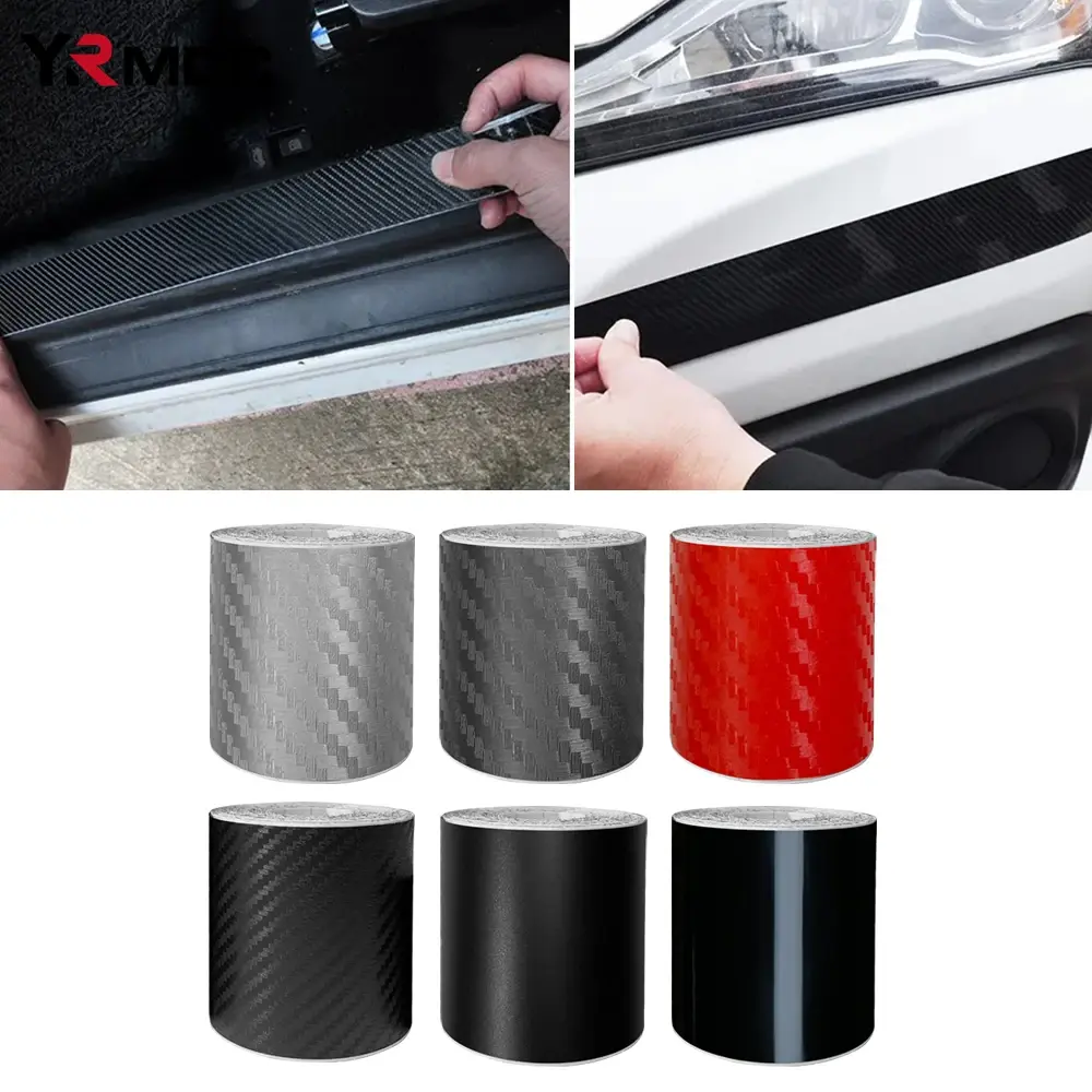 Car Door Sill Side Stickers Auto Mirror Anti Scratch Waterproof 3D Carbon Fiber
