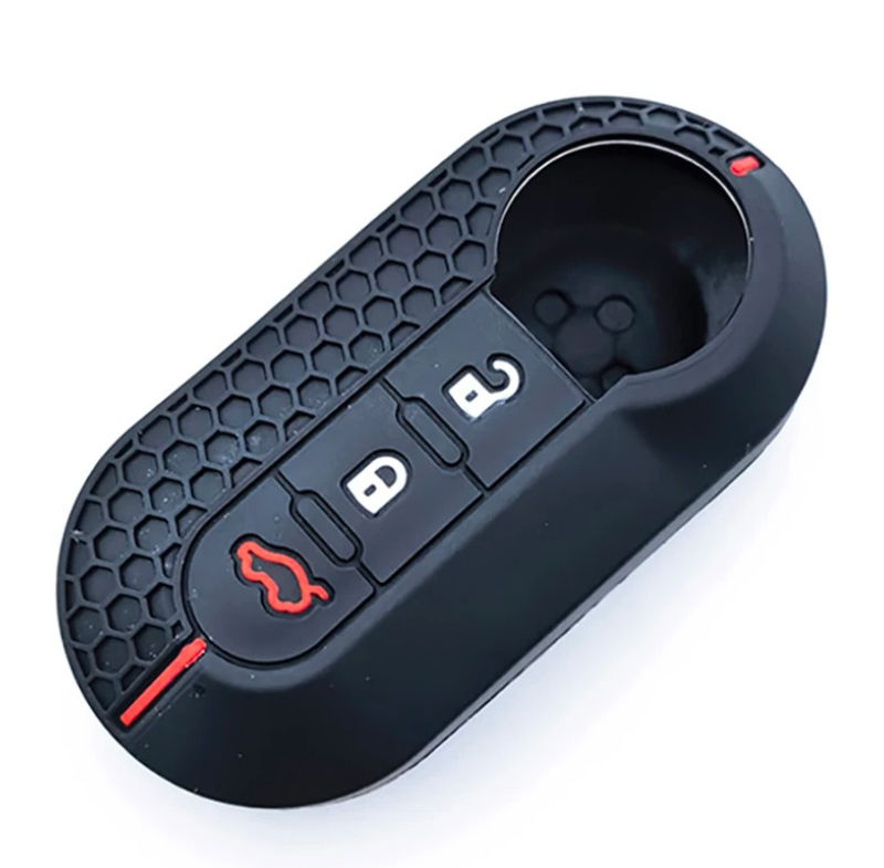 3 Buttons Silicone Car Key Case Cover for Fiat 500 Flip Folding Remote Key Shell