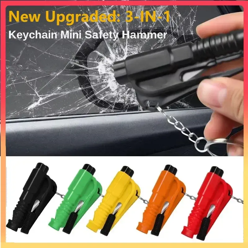 Compact 3-in-1 Car Safety Hammer, Window Breaker & Seat Belt Cutter, Emergency R
