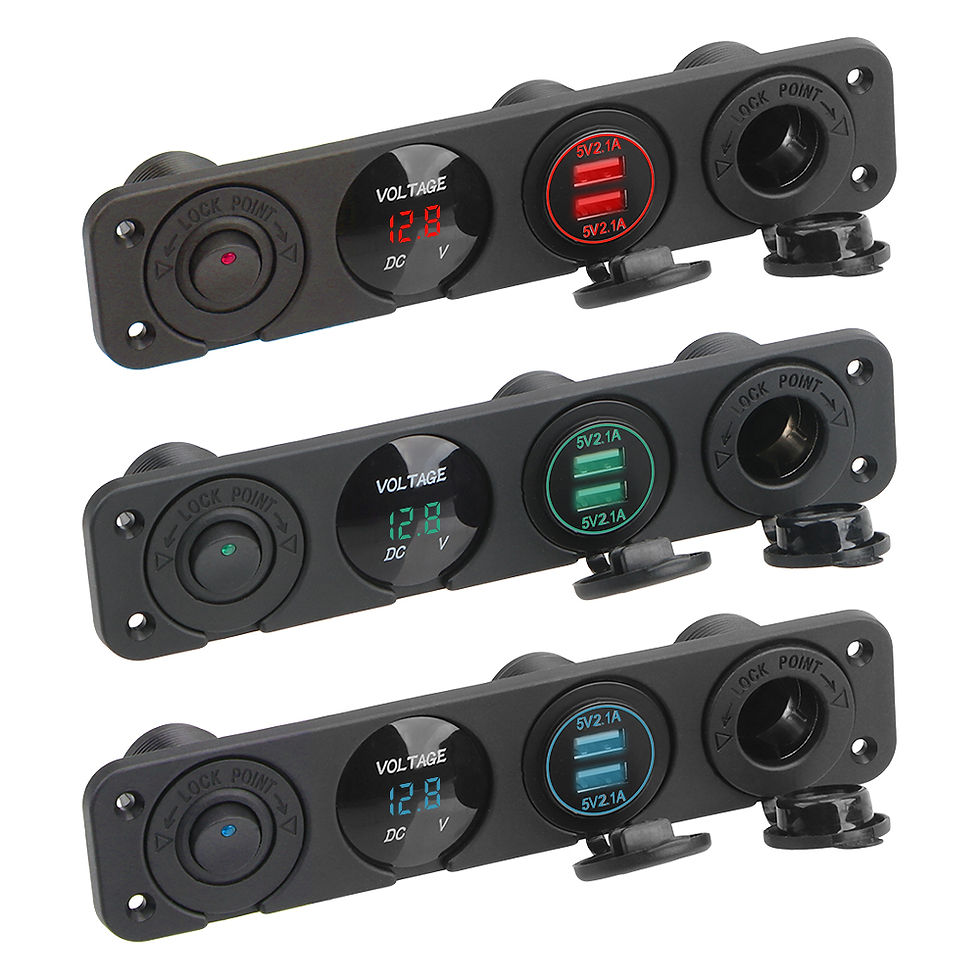 Thumbnail: 12V Power Adapter 4 In 1 Switch Panel Boat Marine Voltmeter Tester Car USB Charg