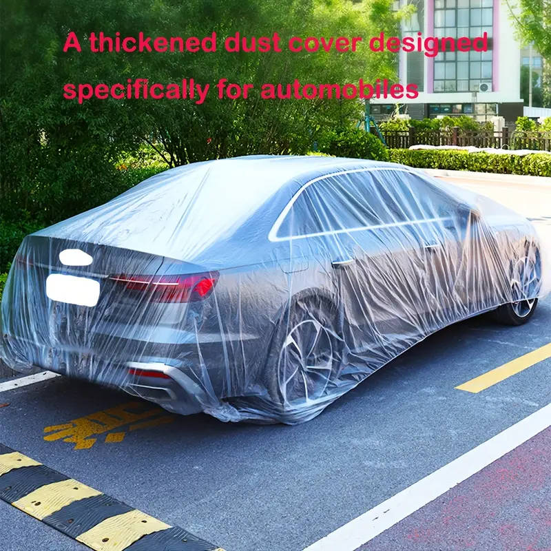 Thumbnail: 1 Pack Disposable Car Cover Clear Plastic Car Cover Universal Rain Dust Garage C