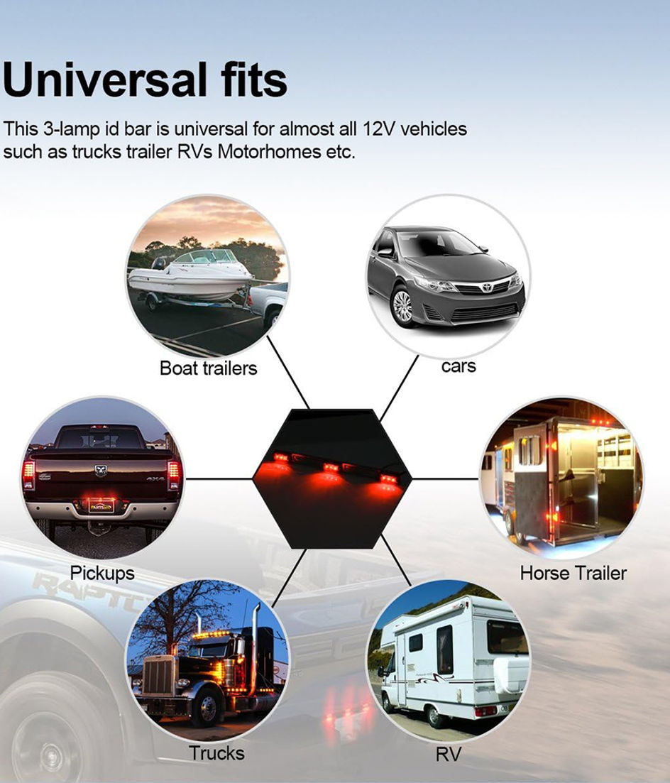 Thumbnail: 12LED Car Taillights DRL LED Bar Red Brake Turn Signal Lights Roof Ceiling Side
