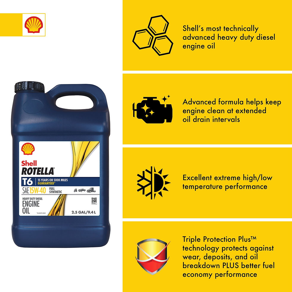 Thumbnail: Shell Rotella T6 Full Synthetic 15W-40 Diesel Engine Oil, 2.5 Gallon