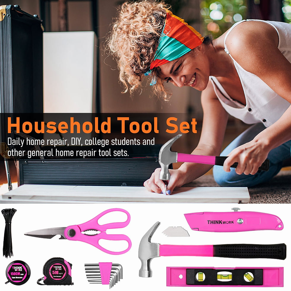 Thumbnail: Pink Tool Set - 207 Piece Lady's Portable Home Repairing Tool Kit made from..