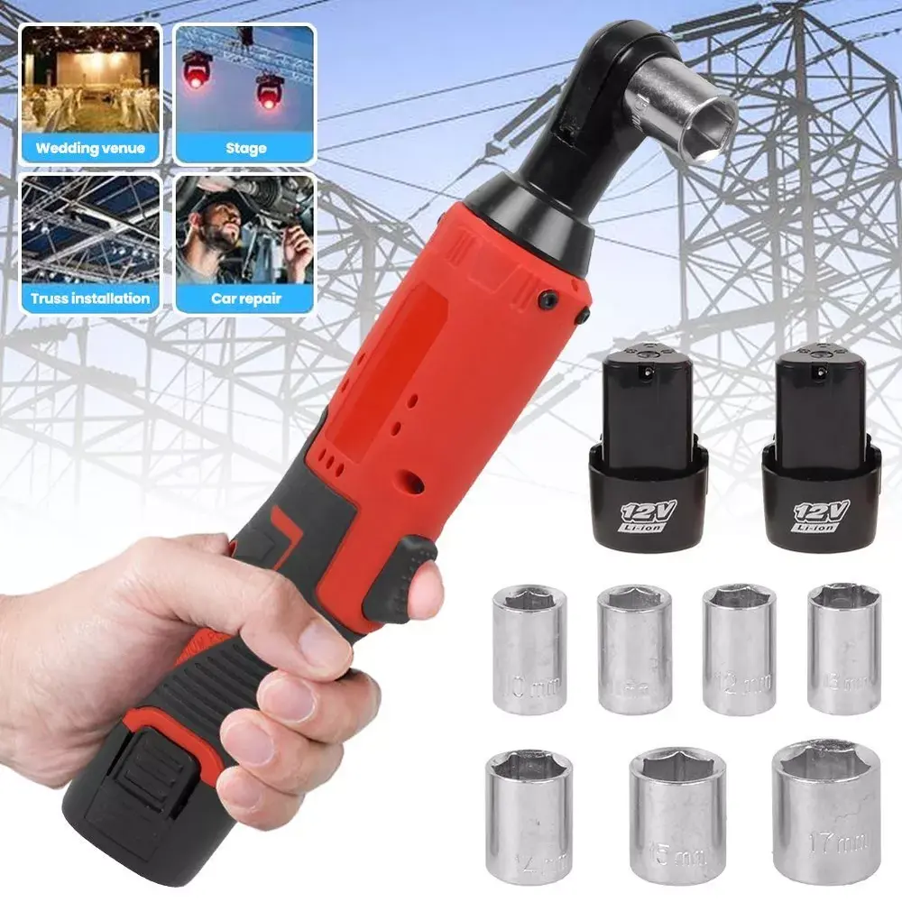 Cordless Ratchet Wrench 3/8 Electric Wrenches Set With 2 Battery 12V Lithiu..