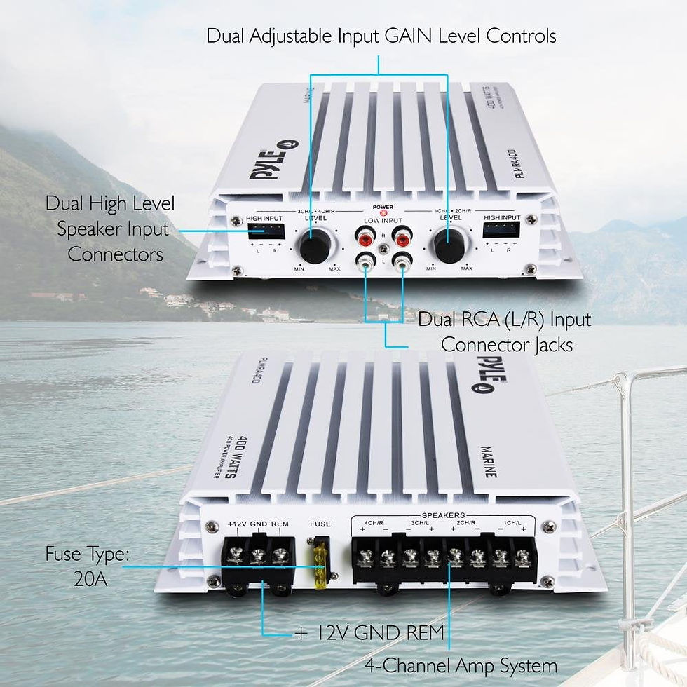Thumbnail: Pyle PLMRA400 400 Watt 4 Channel Waterproof Marine Boat Audio Amplifier