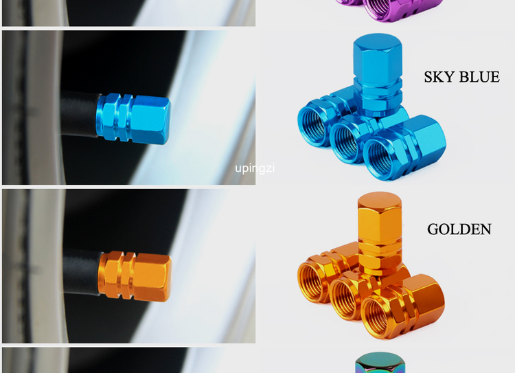 Thumbnail: Aluminum Alloy Car Wheel Tire Valve Caps Tyre Rim Stem Covers Airdust Waterproof