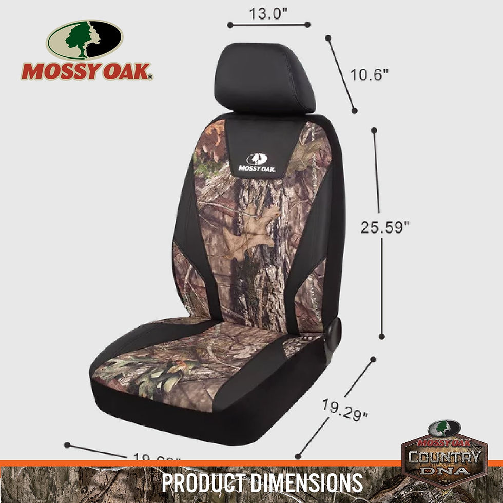 Thumbnail: Mossy Oak 2PC Low Back Car Seat Covers Leather Black - Universal Fit, 1901S..