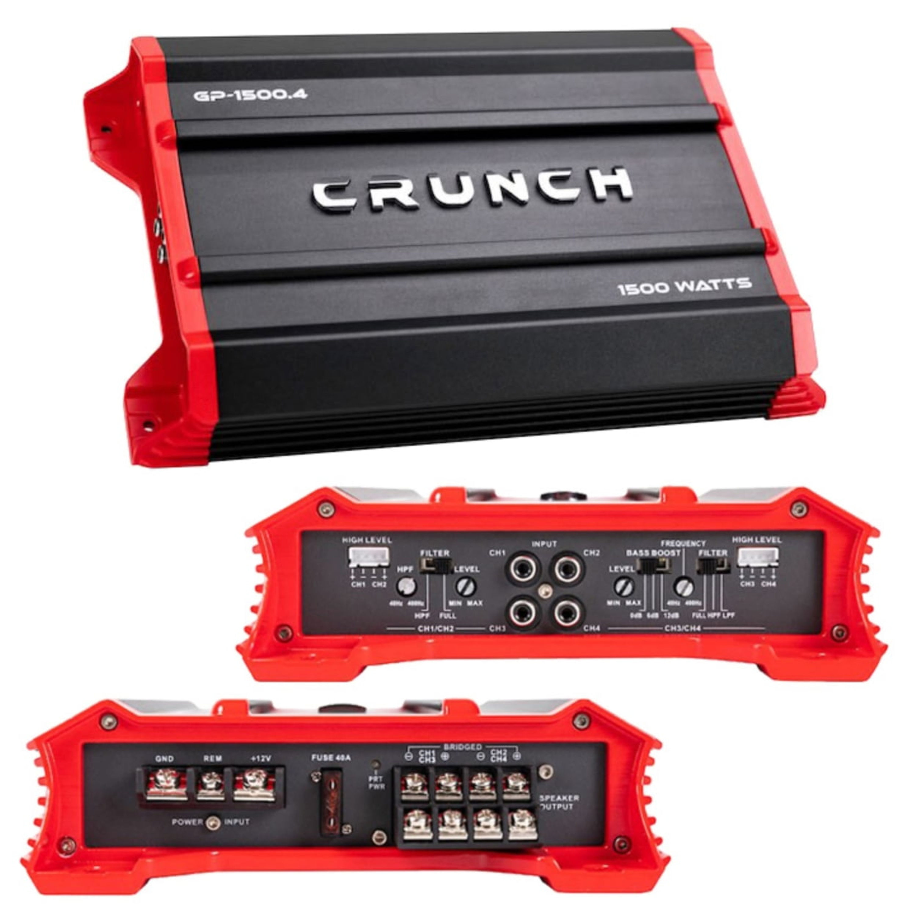 Crunch GP-1500.4 1500W 4 Channel Car Audio Amplifier Class A/B Bridgeable A..