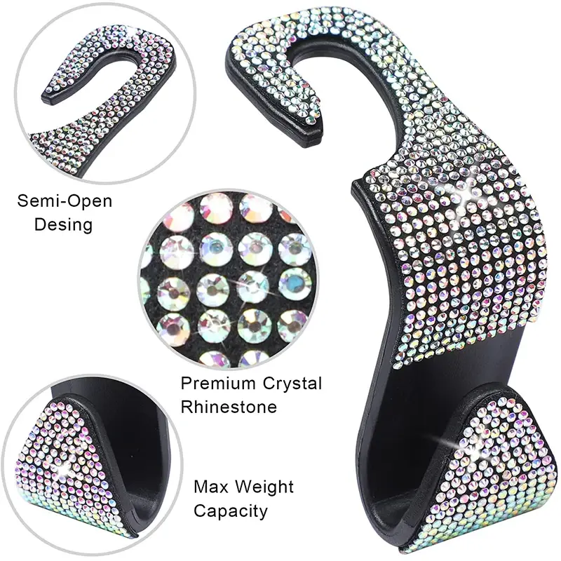 Thumbnail: Multifunction Portable Rhinestone Car Seat Back Hook Headrest Storage Holder Han