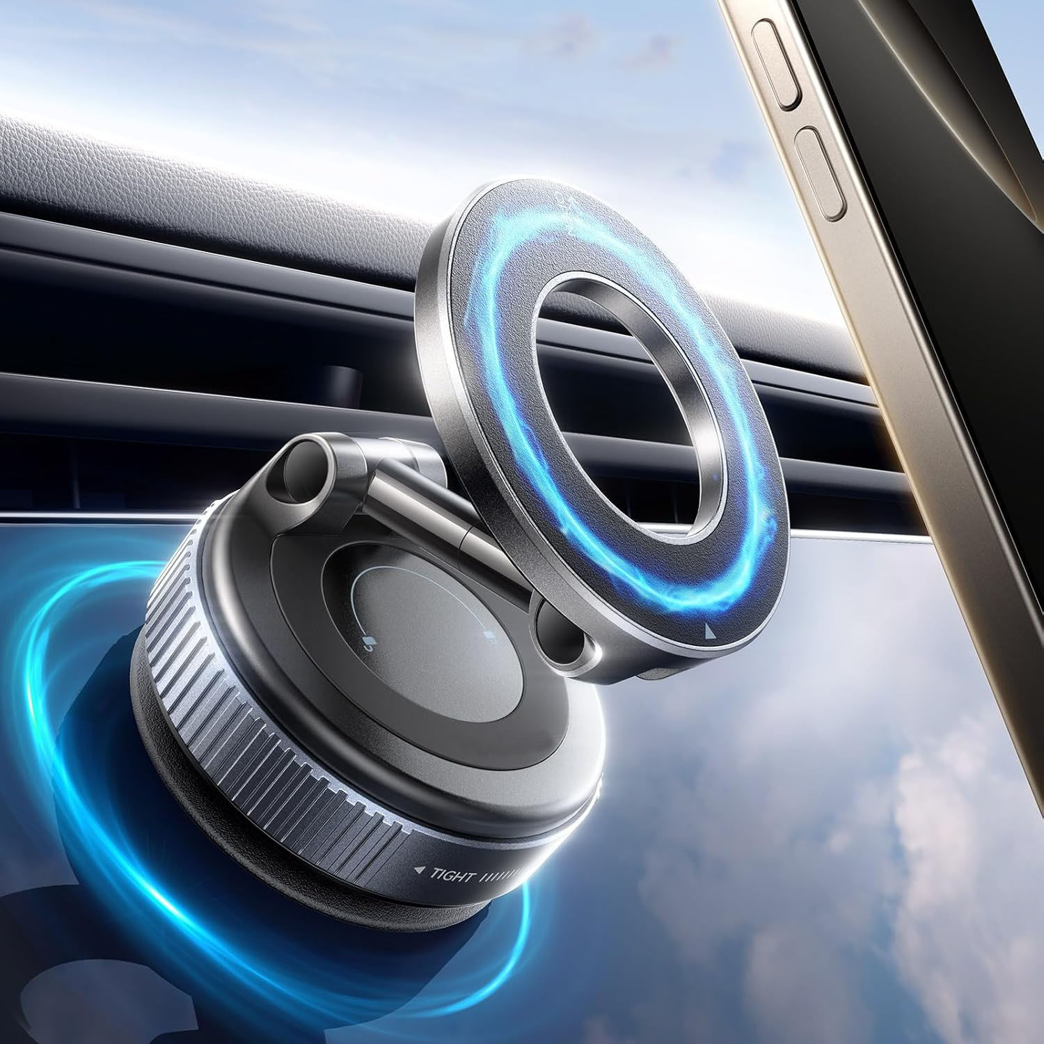 Vacuum magnetic phone holder, Magsafe suction cup phone holder, 360 ° adjustable