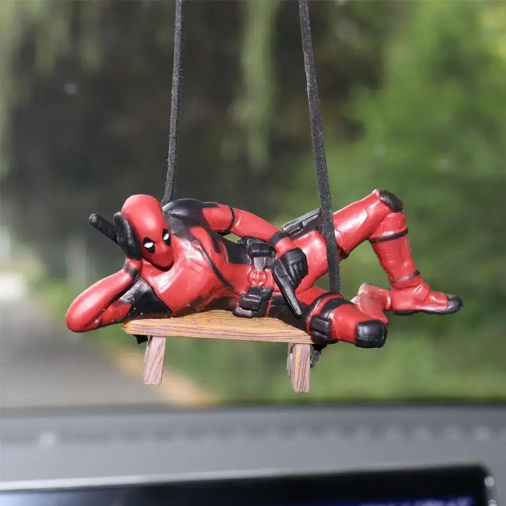 Deadpool Cartoon Car Rearview Mirror Pendant Read A Book SUCK IT Car Pendant Int