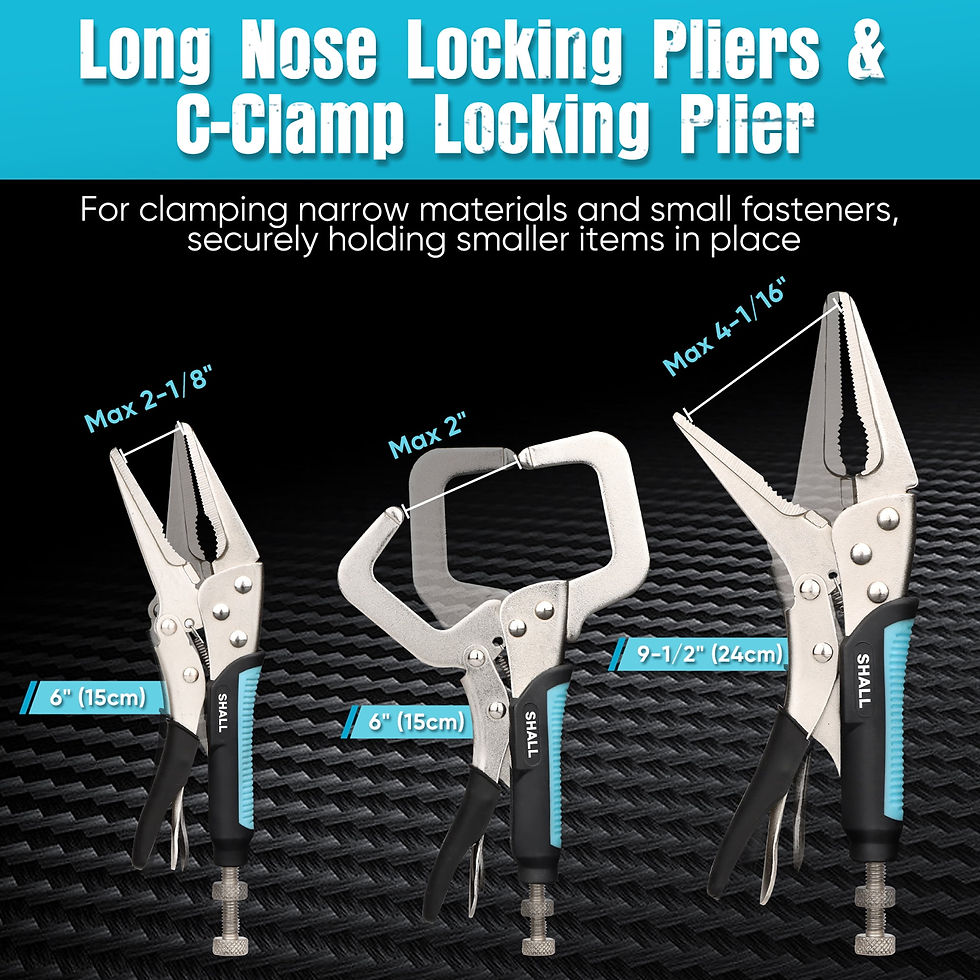 Thumbnail: SHALL 6-Piece Locking Pliers, Vice Grips Pliers Set, 5",7" & 10" Curved Jaw..