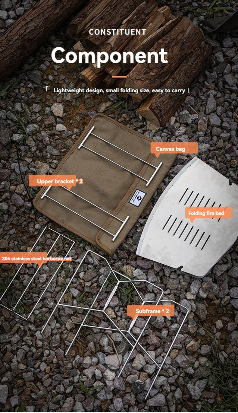 Thumbnail: CAMPINGMOON Portable Outdoor Bonfire Folding Stainless Steel BBQ Stove Compact C