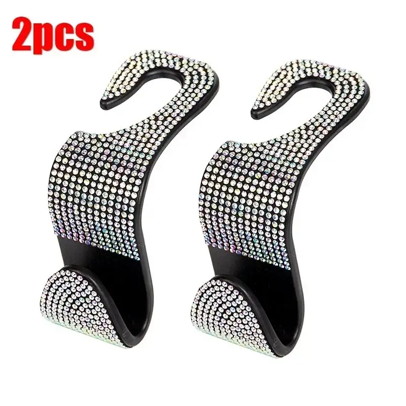 Thumbnail: 2PCs Car Seat Back Hooks Bling Diamond Hanger Backseat Auto Back Universal Headr