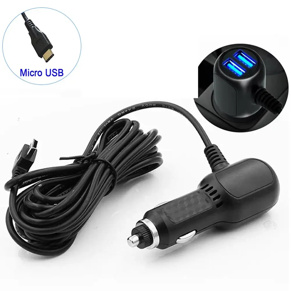 DVR Charging Cable Dash Cam Car Charger Mini USB Cable / Micro USB 11.5ft Power