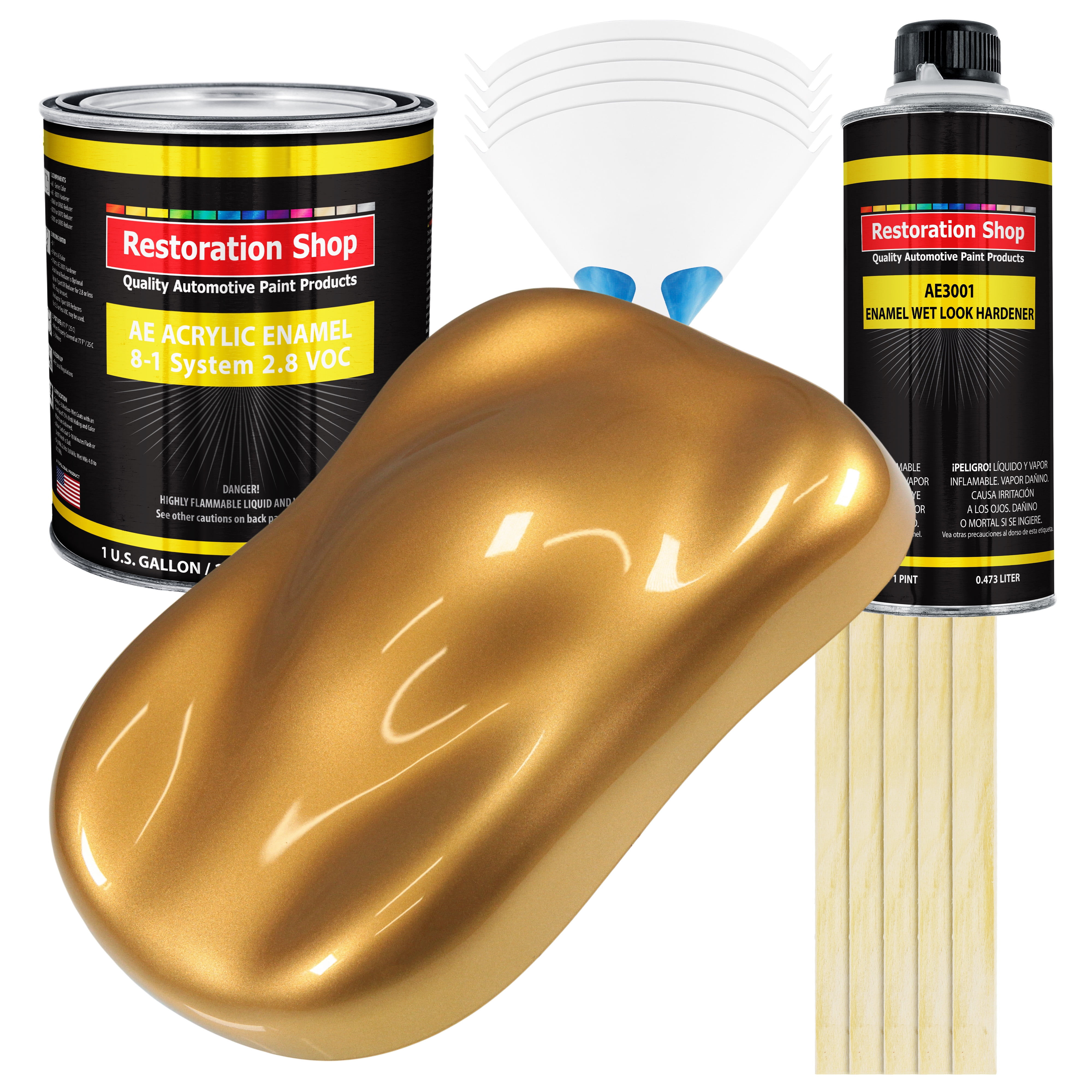 - Autumn Gold Metallic Acrylic Enamel Auto Paint, Complete Gallon Paint Kit, Sin