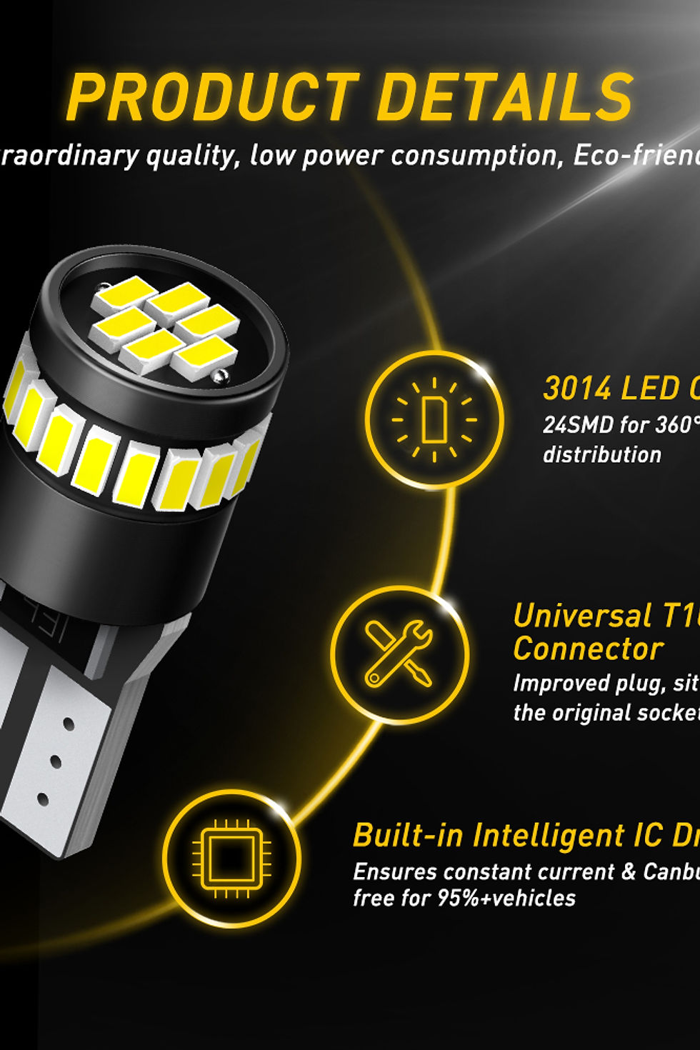 Thumbnail: AUXITO 10Pcs W5W LED T10 LED Canbus Light Bulbs Car Parking Position Clearance L