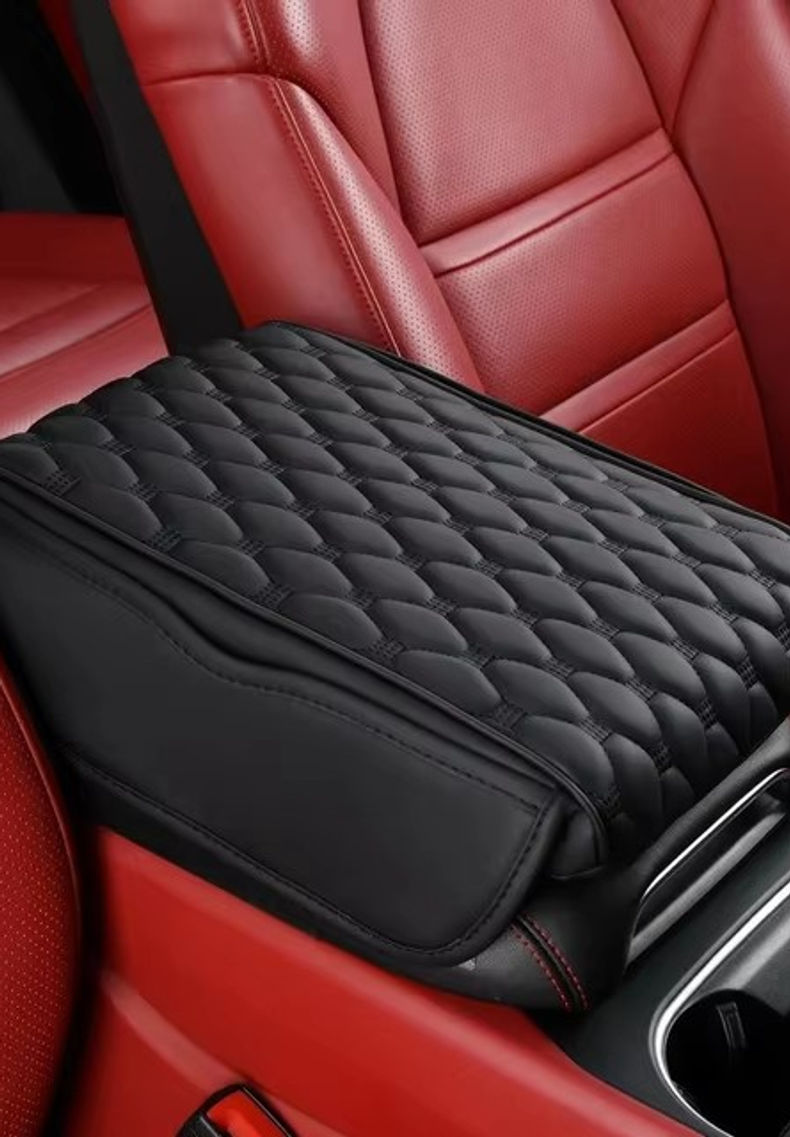 Thumbnail: 1pc Car Armrest Mat Center Console Arm Rest Protection Cushion Wave Embroider PU