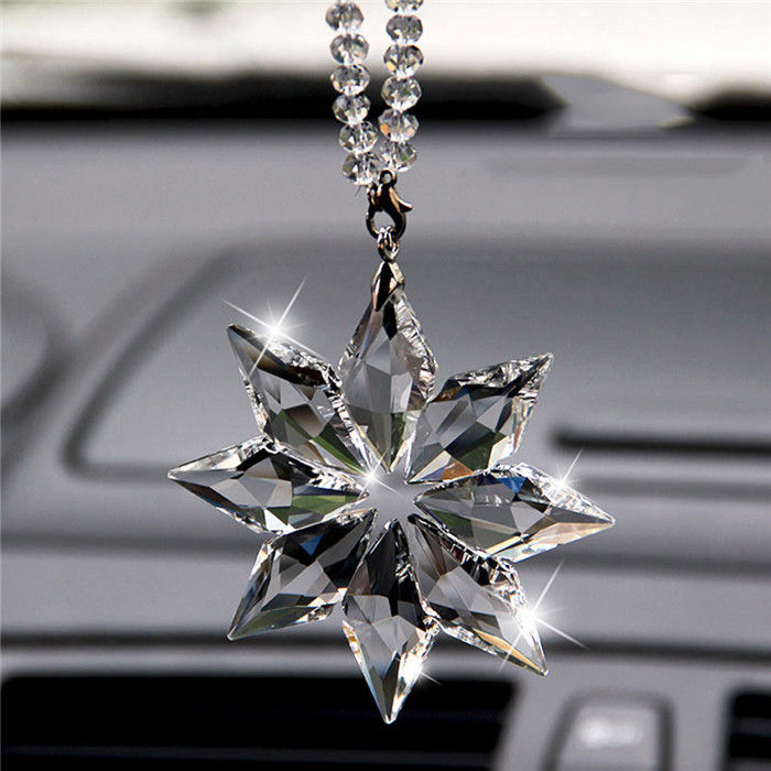 Thumbnail: Transparent Crystal Snowflakes Car Pendant Decoration Ornaments Sun Catcher Snow