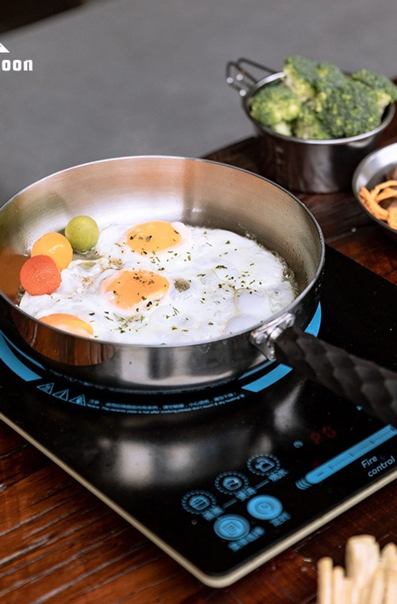 CAMPINGMOON CC-23 camping three-layer steel frying pan, portable and detachable