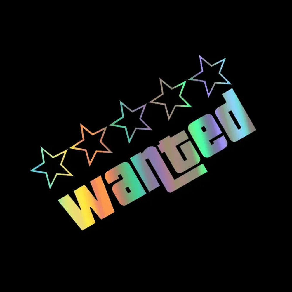 Wanted Reflective Laser Car Funny Stickers Auto Vinyl Film Decals For Car Bumper